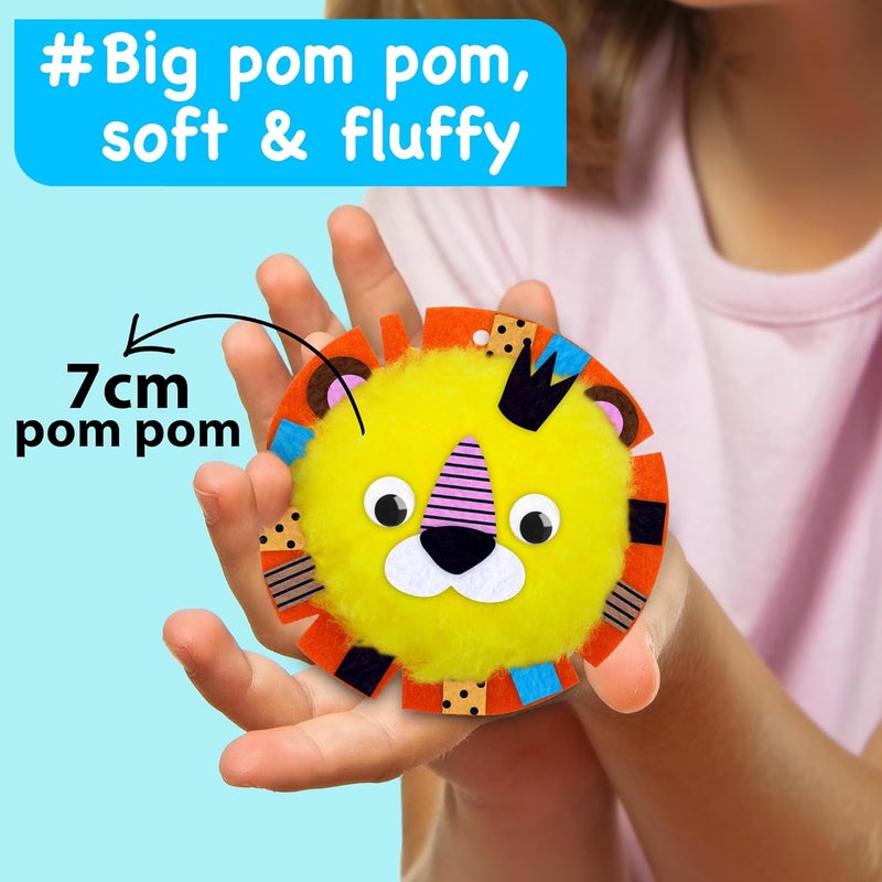 EZCRA Big Pom Pom Animal Craft Kit for Kids Ages 4-6 - DIY Pom Pom Crafts for Girls Boys Toddlers - Make 10 Plush Animals - Mess Free Arts and Crafts Kit - Image 4